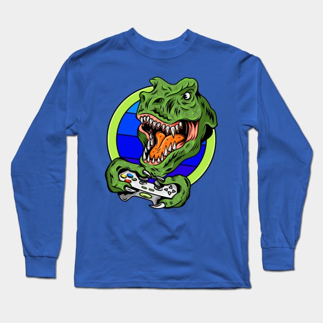 T-Rex Dino Gamer Long Sleeve T-Shirt by machmigo